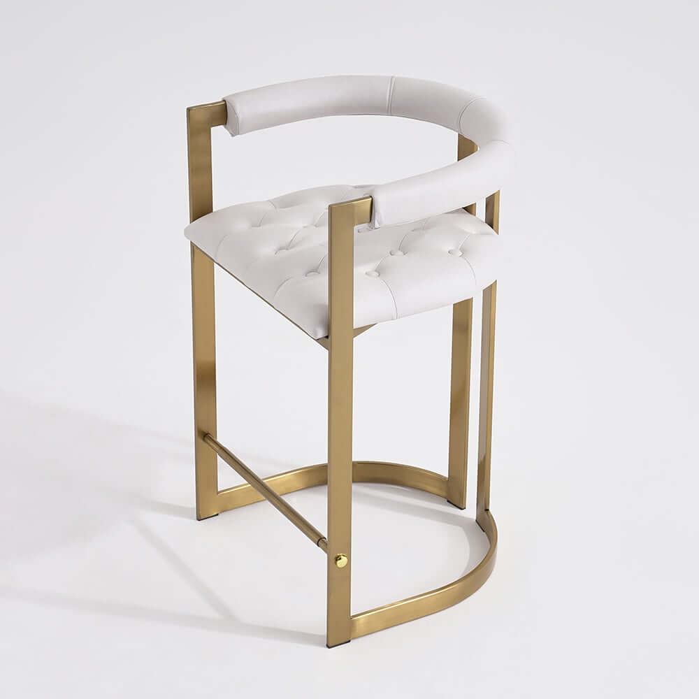 Modern Gray Faux Leather Counter Stools With Gold Legs