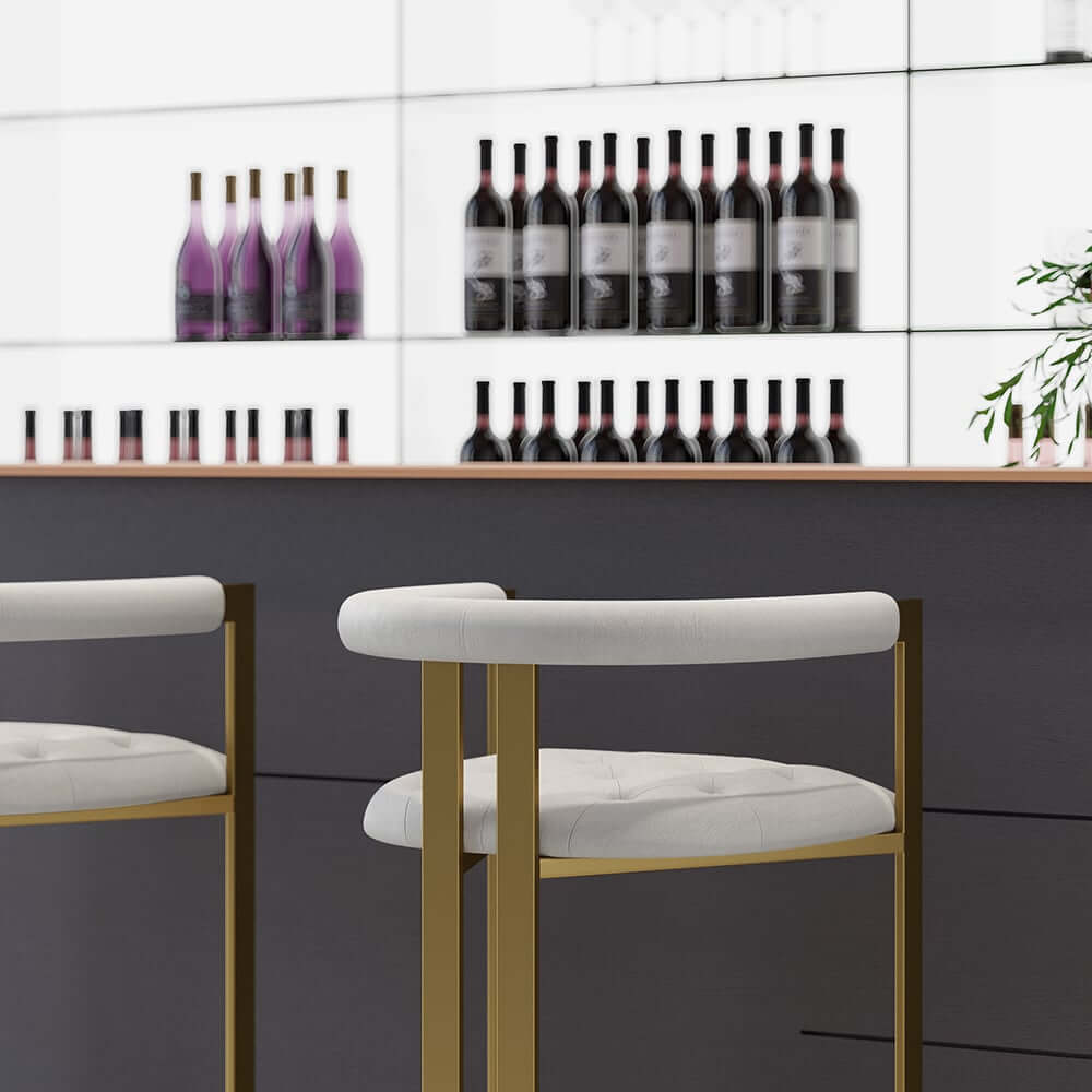 Modern Gray Faux Leather Counter Stools With Gold Legs