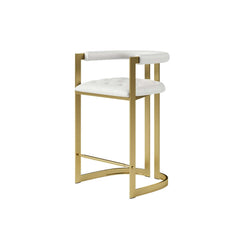 Modern Gray Faux Leather Counter Stools With Gold Legs