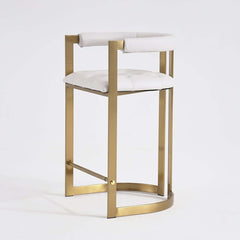 Modern Gray Faux Leather Counter Stools With Gold Legs