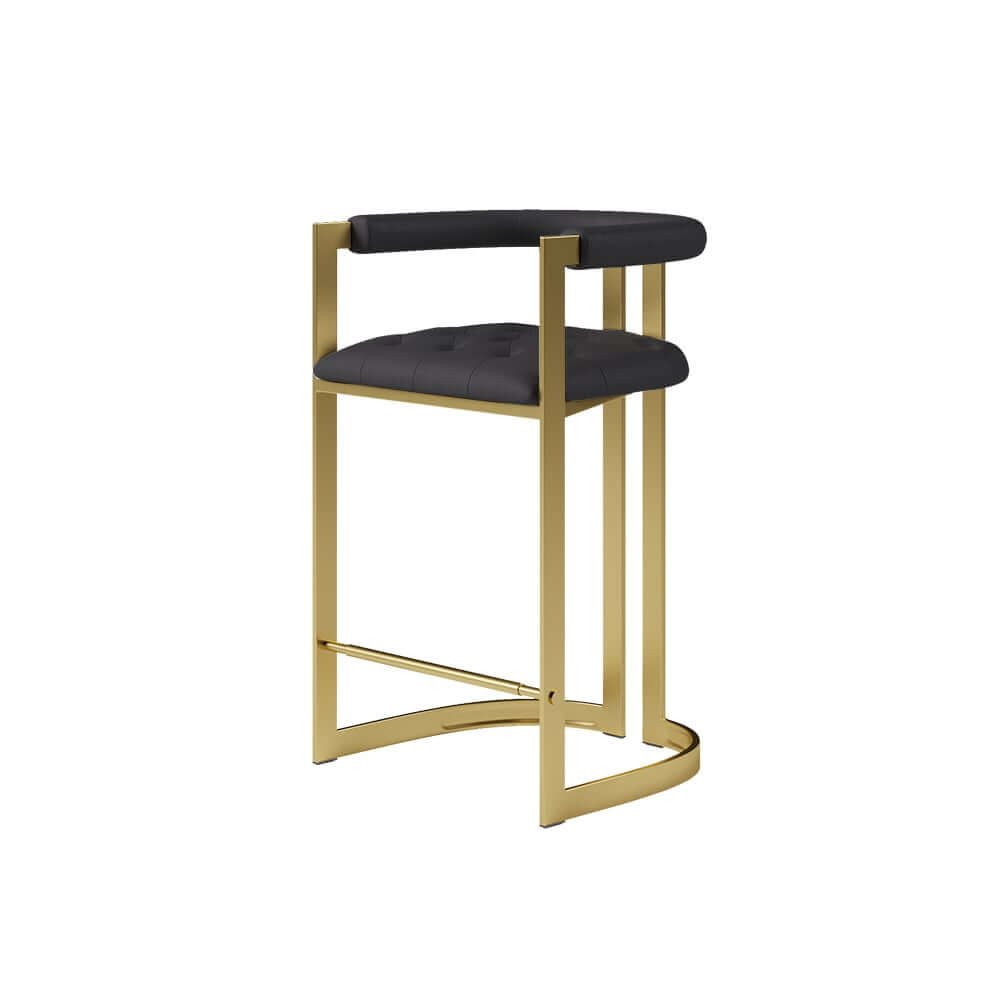 Modern Gray Faux Leather Counter Stools With Gold Legs