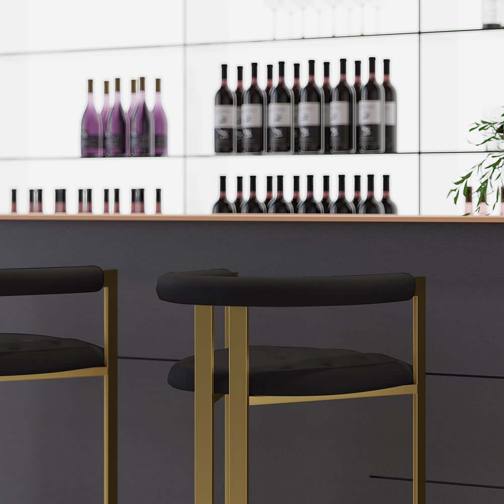 Modern Gray Faux Leather Counter Stools With Gold Legs