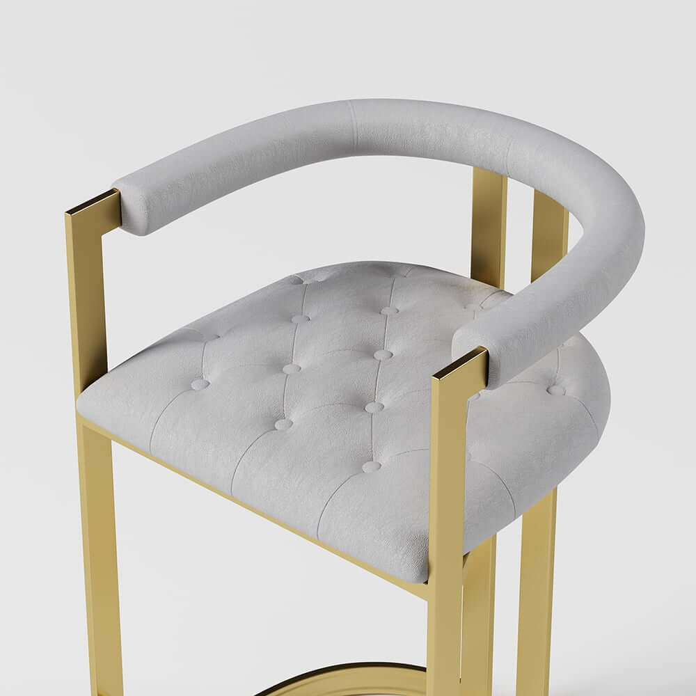 Modern Gray Faux Leather Counter Stools With Gold Legs
