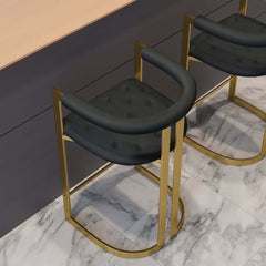 Modern Gray Faux Leather Counter Stools With Gold Legs