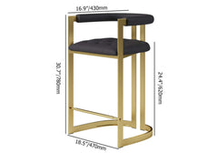 Modern Gray Faux Leather Counter Stools With Gold Legs Dimensions