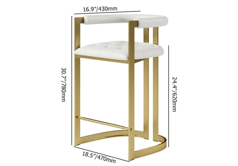 Modern Gray Faux Leather Counter Stools With Gold Legs Dimensions