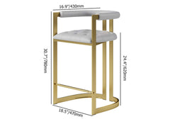Modern Gray Faux Leather Counter Stools With Gold Legs Dimensions