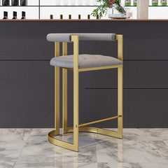 Modern Gray Faux Leather Counter Stools With Gold Legs Main Product Image