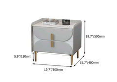 Modern Gray Faux Leather Nightstand With LED Lights Dimensions