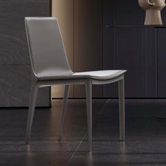 Modern Gray Faux Leather Side Chairs - Set of 2