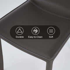 Modern Gray Faux Leather Side Chairs - Set of 2