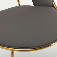 Modern Gray Faux Leather Side Chairs With Gold Legs, Set Of 2