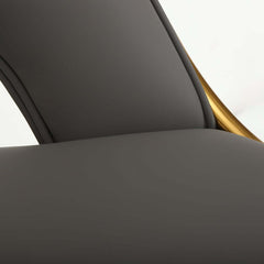 Modern Gray Faux Leather Side Chairs With Gold Legs, Set Of 2