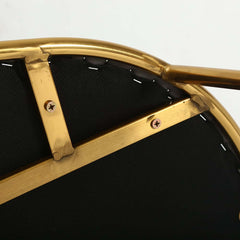 Modern Gray Faux Leather Side Chairs With Gold Legs, Set Of 2