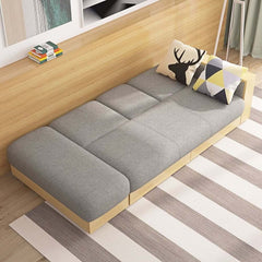 Modern Gray Linen Futon Sofa Bed With Storage Drawers