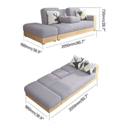 Modern Gray Linen Futon Sofa Bed With Storage Drawers Dimensions