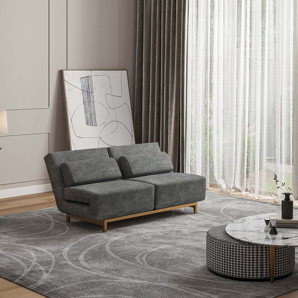 Modern Gray Linen Sofa Bed With Foam Cushioning