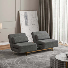Modern Gray Linen Sofa Bed With Foam Cushioning