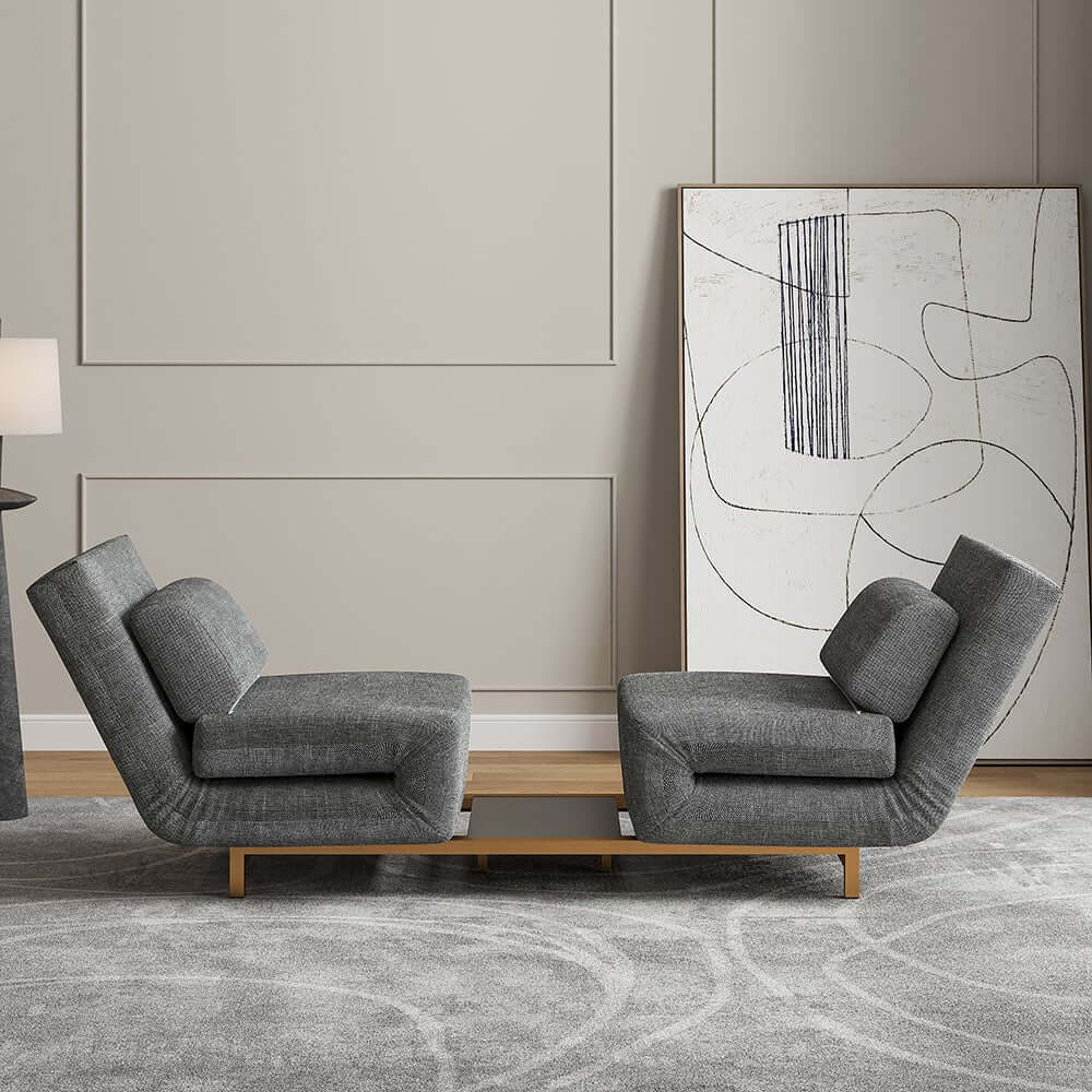 Modern Gray Linen Sofa Bed With Foam Cushioning