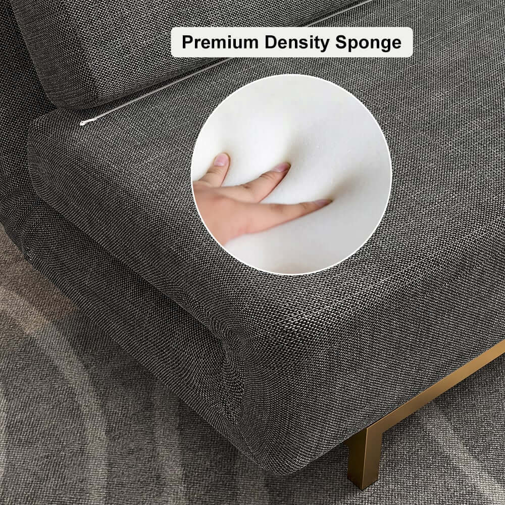 Modern Gray Linen Sofa Bed With Foam Cushioning