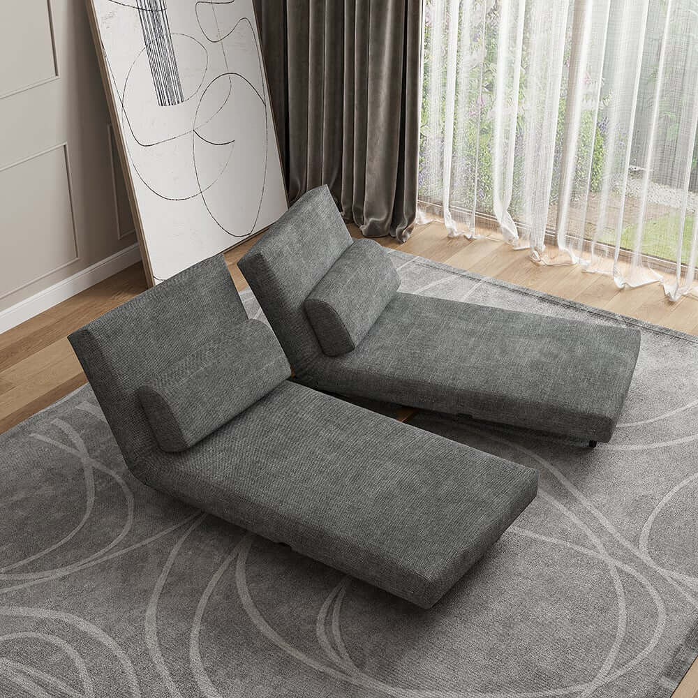 Modern Gray Linen Sofa Bed With Foam Cushioning