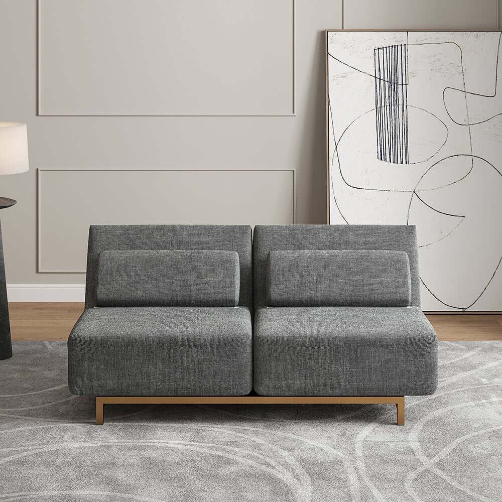Modern Gray Linen Sofa Bed With Foam Cushioning