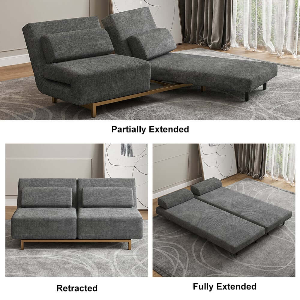 Modern Gray Linen Sofa Bed With Foam Cushioning