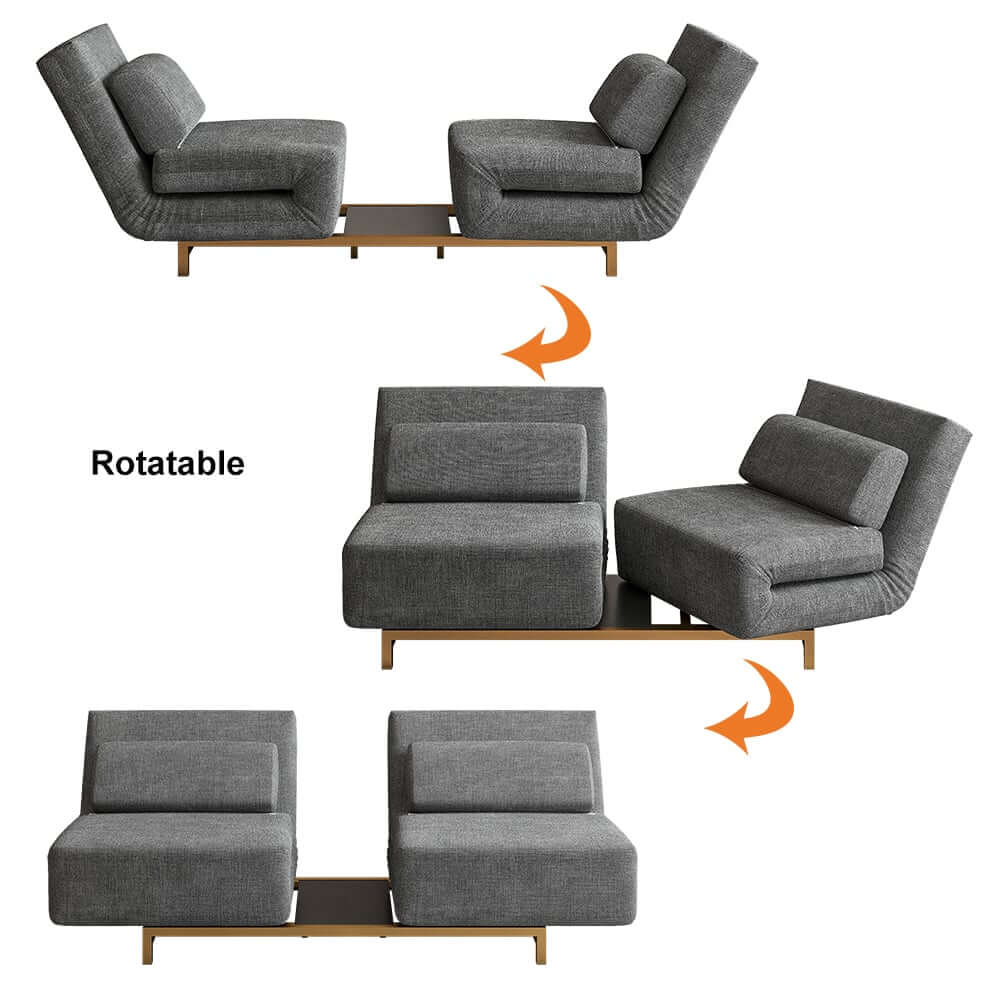 Modern Gray Linen Sofa Bed With Foam Cushioning