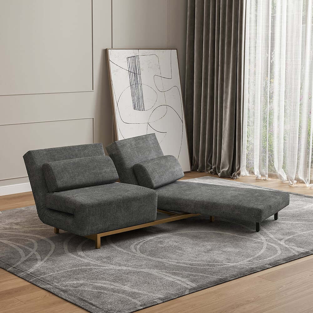 Modern Gray Linen Sofa Bed With Foam Cushioning