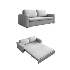 Modern Gray Linen Sofa Bed With Storage And Metal Legs
