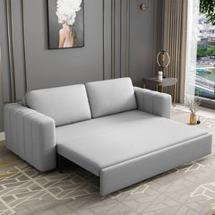 Modern Gray Linen Sofa Bed With Storage And Metal Legs