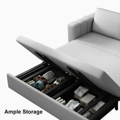Modern Gray Linen Sofa Bed With Storage And Metal Legs