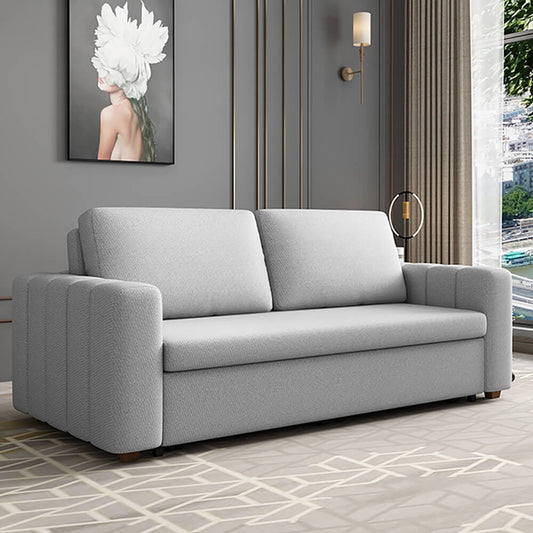 Modern Gray Linen Sofa Bed With Storage And Metal Legs