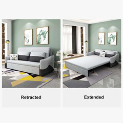 Modern Gray Linen Sofa Bed With Storage And Slope Arms