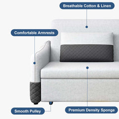 Modern Gray Linen Sofa Bed With Storage And Slope Arms