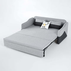 Modern Gray Linen Sofa Bed With Storage And Slope Arms