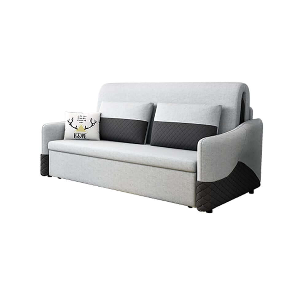 Modern Gray Linen Sofa Bed With Storage And Slope Arms