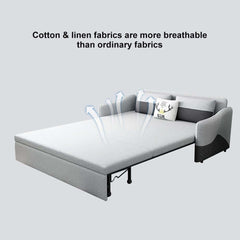 Modern Gray Linen Sofa Bed With Storage And Slope Arms