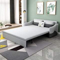 Modern Gray Linen Sofa Bed With Storage And Slope Arms