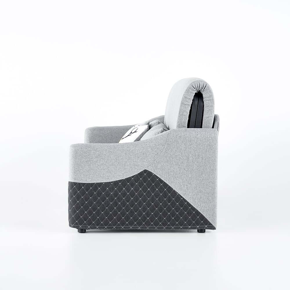 Modern Gray Linen Sofa Bed With Storage And Slope Arms