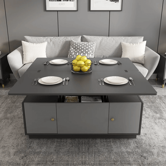 Modern Gray MDF TV Stand & Coffee Table Set With Lift Top