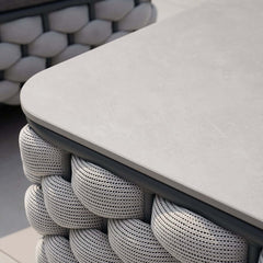 Modern Gray Outdoor Sofa and Coffee Table Set with Sintered Stone