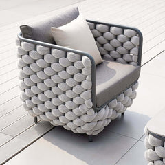 Modern Gray Outdoor Sofa and Coffee Table Set with Sintered Stone