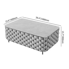 Modern Gray Outdoor Sofa and Coffee Table Set with Sintered Stone Dimensions