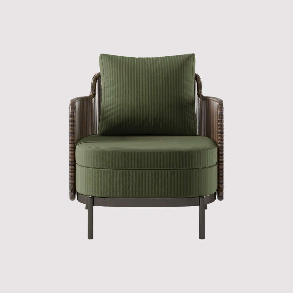 Modern Gray Outdoor Sofa Chair Set with Sintered Stone Coffee Table