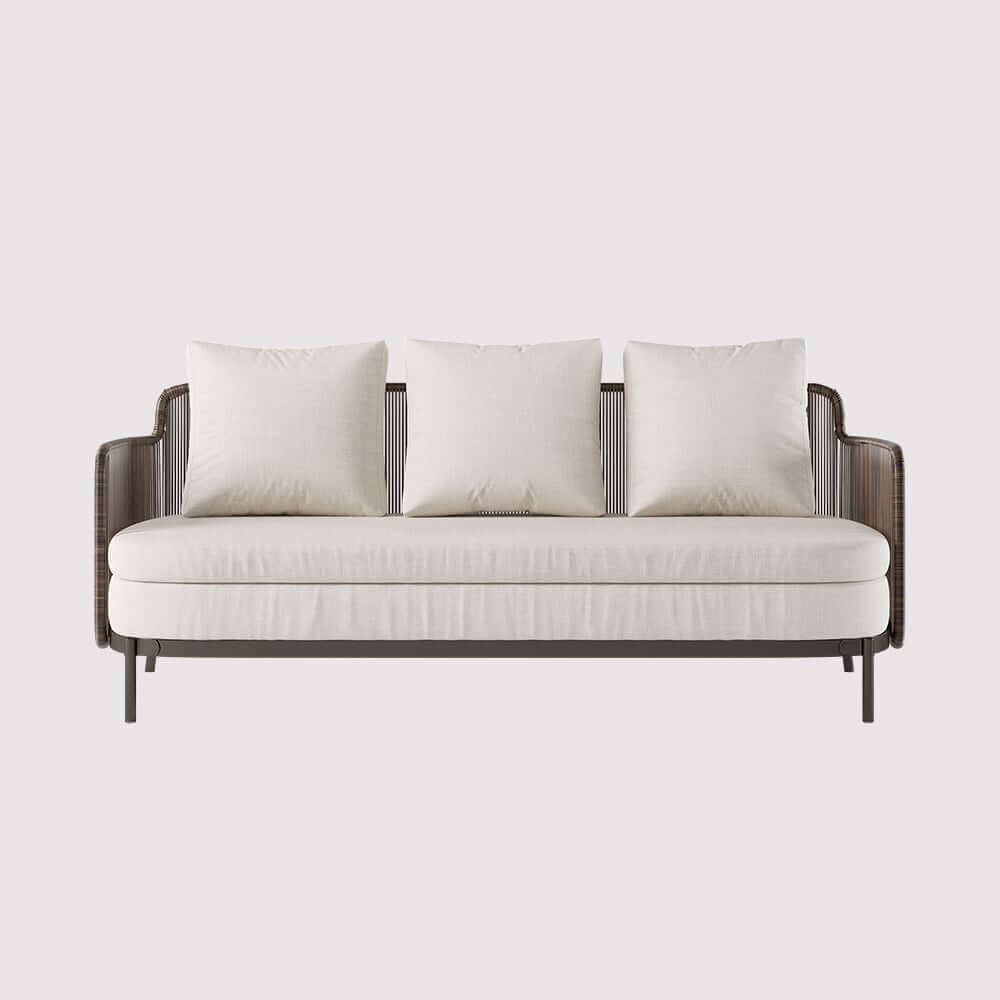 Modern Gray Outdoor Sofa Chair Set with Sintered Stone Coffee Table