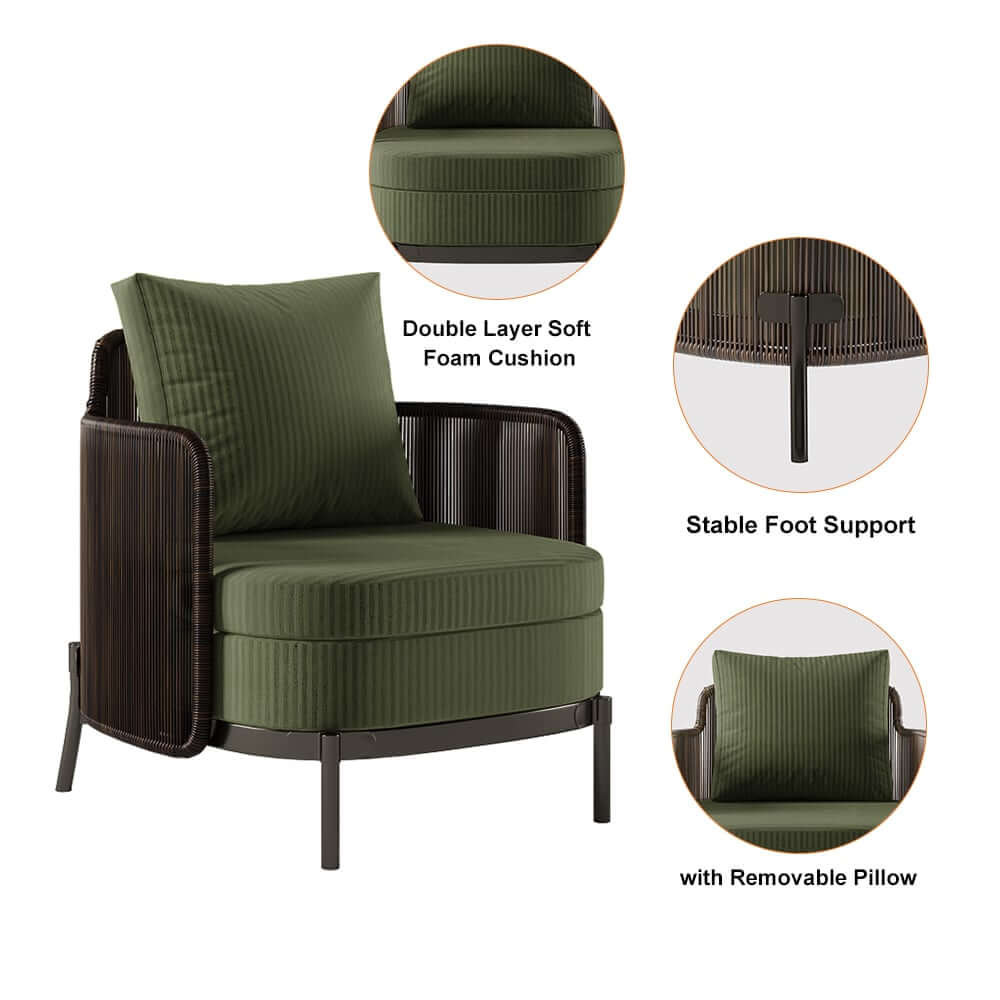 Modern Gray Outdoor Sofa Chair Set with Sintered Stone Coffee Table