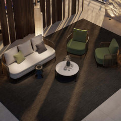 Modern Gray Outdoor Sofa Chair Set with Sintered Stone Coffee Table Main Product Image