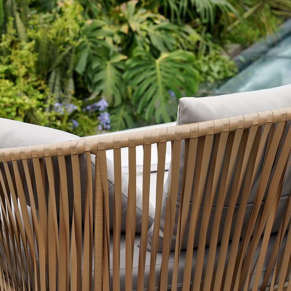 Modern Gray PE Rattan Daybed Loveseat with Aluminum Frame