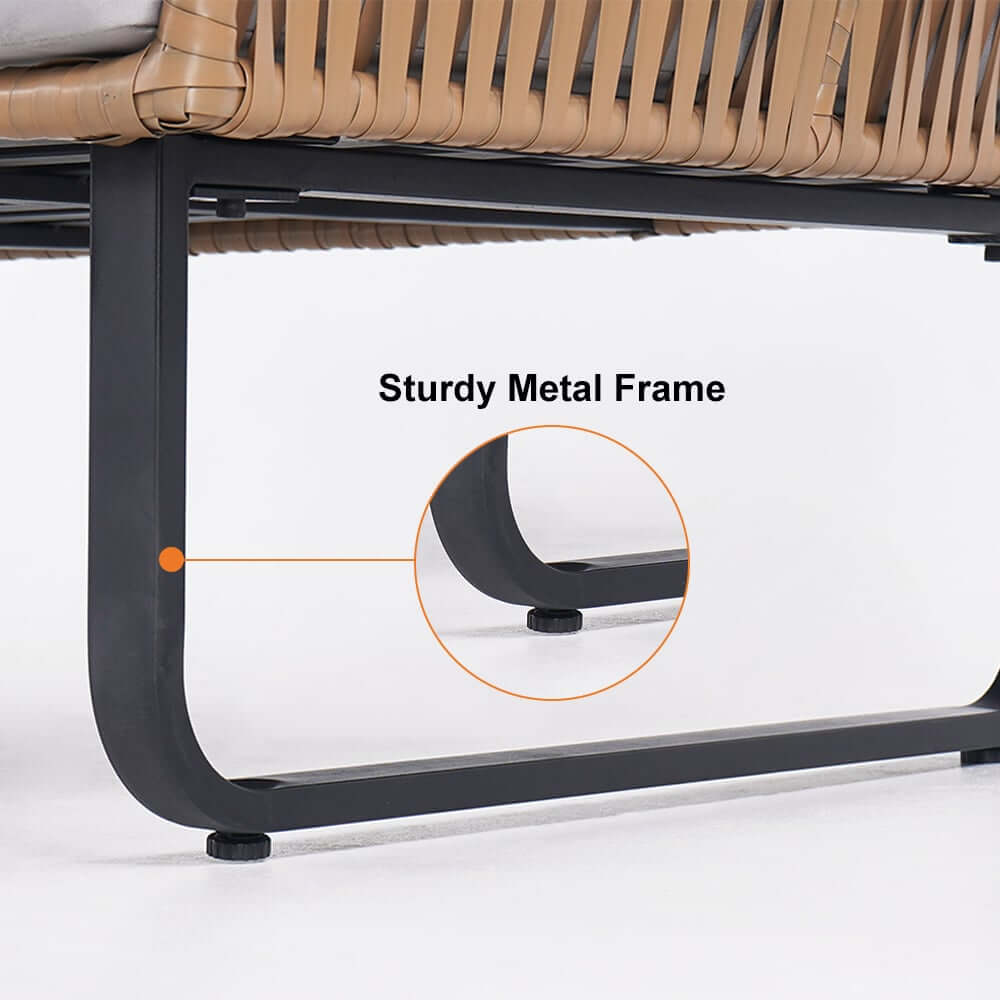 Modern Gray PE Rattan Daybed Loveseat with Aluminum Frame